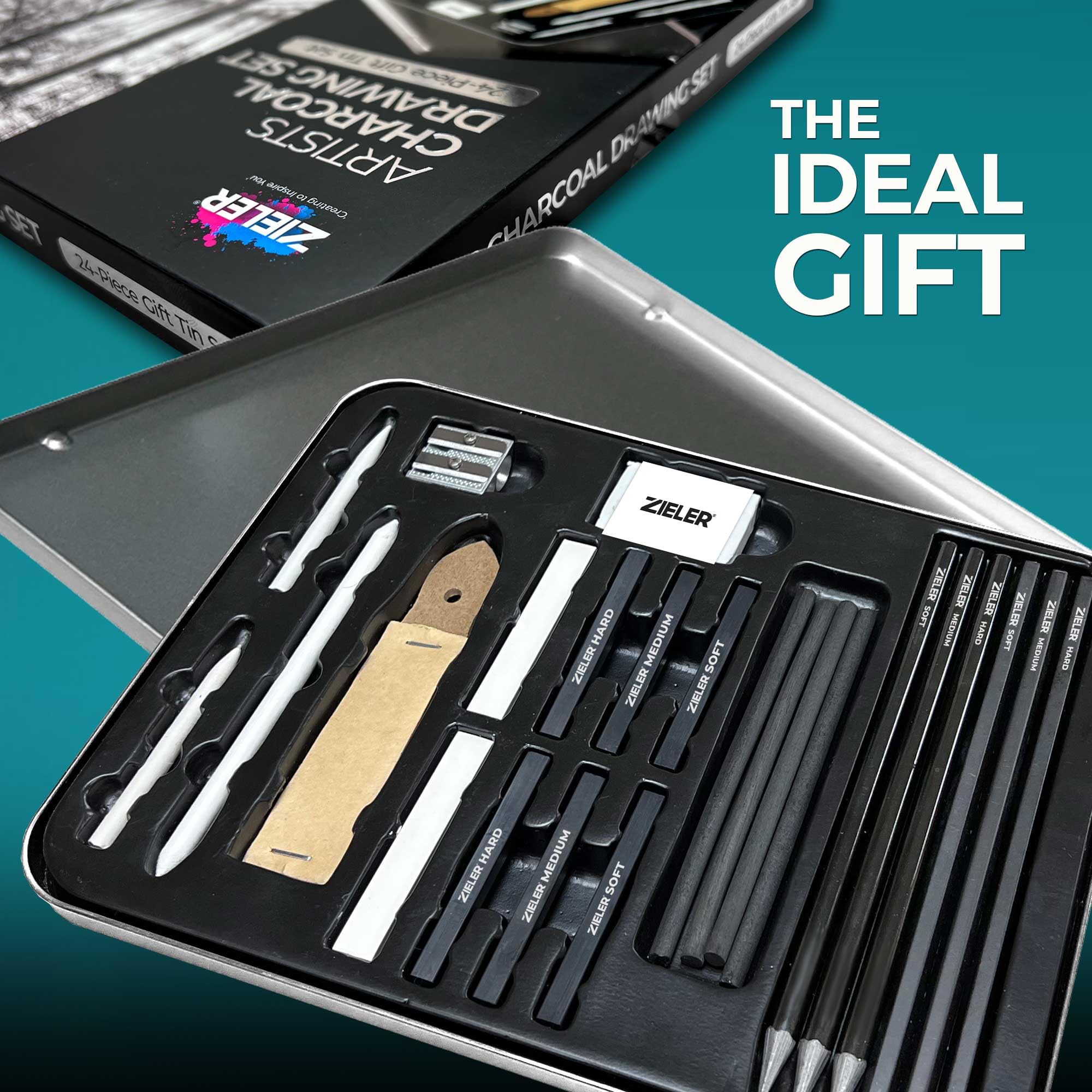 Amazon.com : Zieler Artists Charcoal Drawing Set | 24-piece Gift